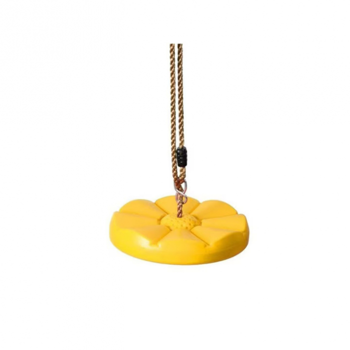 Leagan pentru copii din plastic VarioShop®, Rotund, Fara Spatar, Stabil si Usor, Franghie Inclusa, Rezistent 75 kg, Dimensiuni 27 x 4 cm, Galben [12]