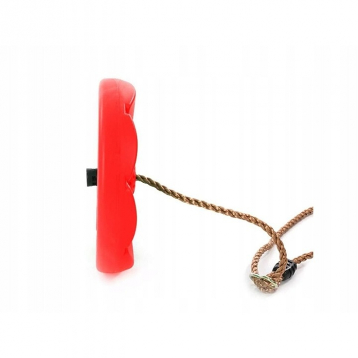 Leagan pentru copii din plastic VarioShop®, Rotund, Fara Spatar, Stabil si Usor, Franghie Inclusa, Rezistent 75 kg, Dimensiuni 27 x 4 cm, Rosu [11]