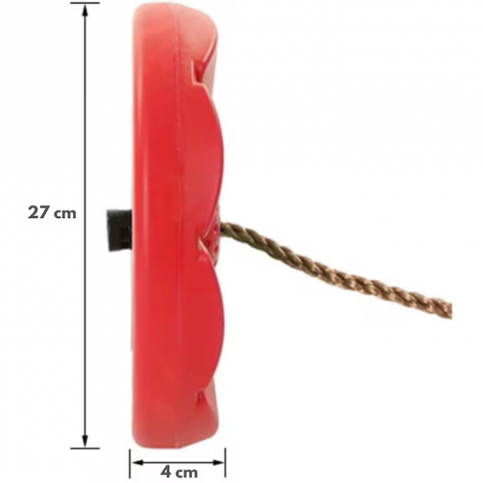 Leagan pentru copii din plastic VarioShop®, Rotund, Fara Spatar, Stabil si Usor, Franghie Inclusa, Rezistent 75 kg, Dimensiuni 27 x 4 cm, Rosu [9]