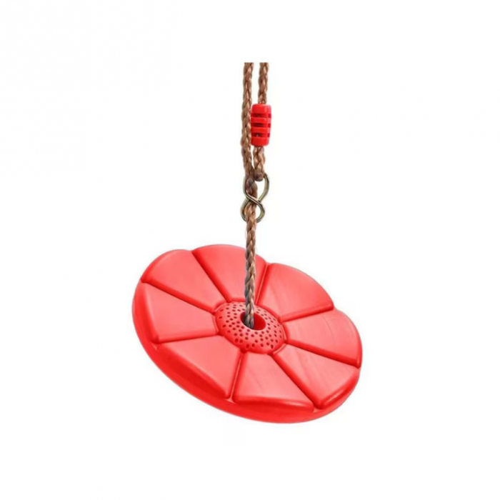 Leagan pentru copii din plastic VarioShop®, Rotund, Fara Spatar, Stabil si Usor, Franghie Inclusa, Rezistent 75 kg, Dimensiuni 27 x 4 cm, Rosu [12]