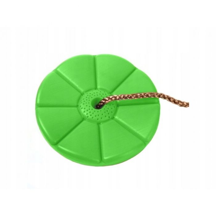 Leagan pentru copii din plastic VarioShop®, Rotund, Fara Spatar, Stabil si Usor, Franghie Inclusa, Rezistent 75 kg, Dimensiuni 27 x 4 cm, Verde [9]