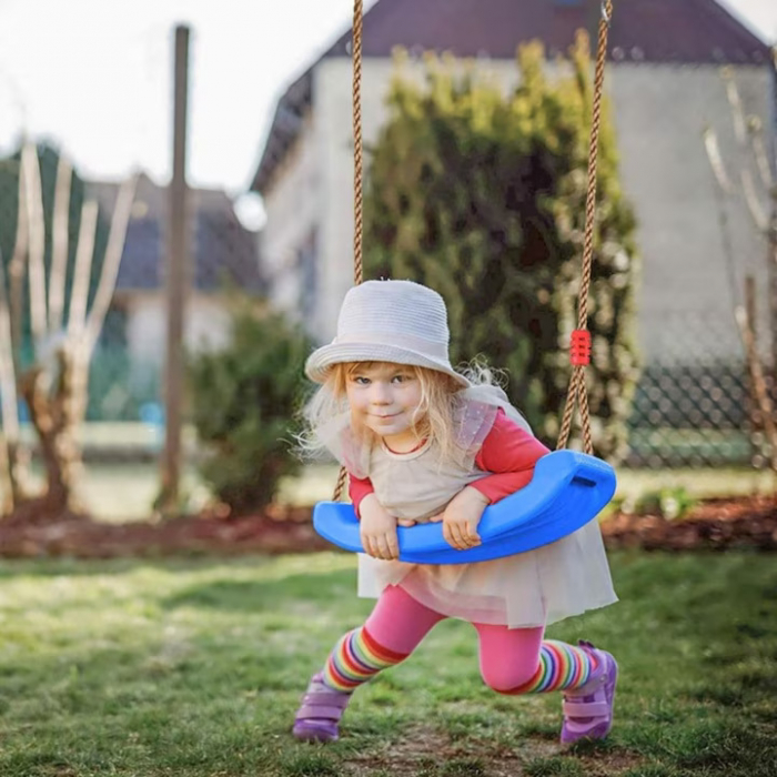 Leagan pentru copii Varioshop din plastic rezistent, cu franghii reglabile 175 cm si elemente de prindere, suporta pana la 50 kg, 43 x 16, 5 cm, Albastru [12]