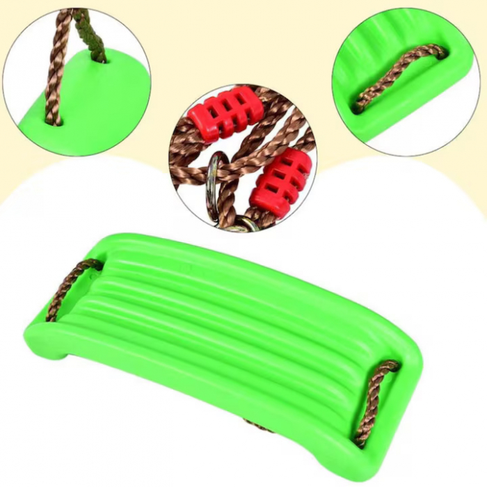 Leagan pentru copii Varioshop din plastic rezistent, cu franghii reglabile 175 cm si elemente de prindere, suporta pana la 50 kg, 43 x 16, 5 cm, Verde [4]