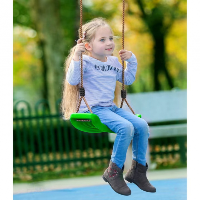 Leagan pentru copii Varioshop din plastic rezistent, cu franghii reglabile 175 cm si elemente de prindere, suporta pana la 50 kg, 43 x 16, 5 cm, Verde [3]