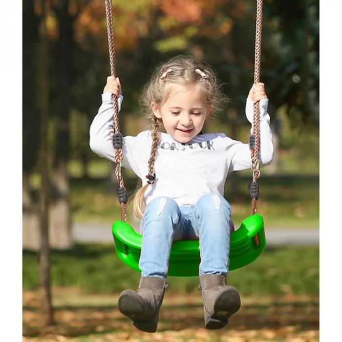 Leagan pentru copii Varioshop din plastic rezistent, cu franghii reglabile 175 cm si elemente de prindere, suporta pana la 50 kg, 43 x 16, 5 cm, Verde [2]