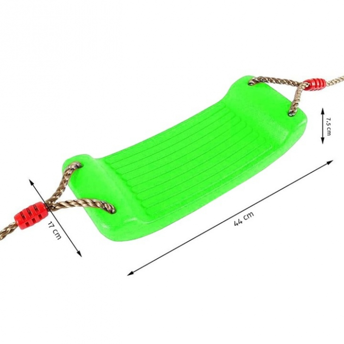 Leagan pentru copii Varioshop din plastic rezistent, cu franghii reglabile 175 cm si elemente de prindere, suporta pana la 50 kg, 43 x 16, 5 cm, Verde [6]