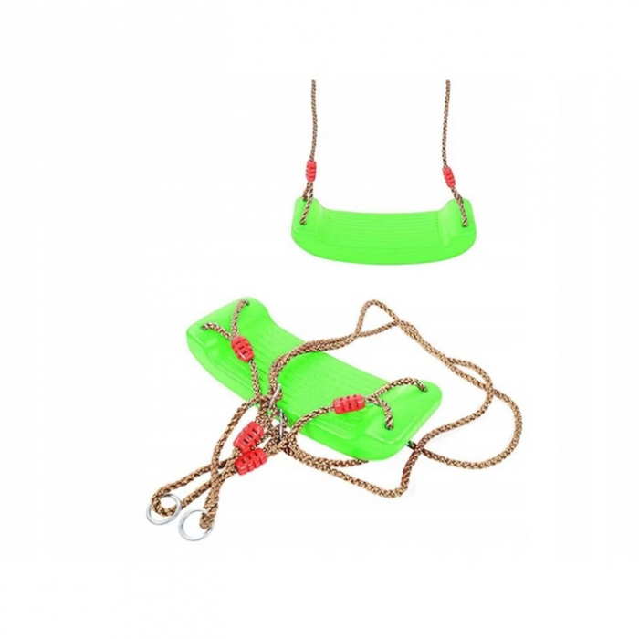 Leagan pentru copii Varioshop din plastic rezistent, cu franghii reglabile 175 cm si elemente de prindere, suporta pana la 50 kg, 43 x 16, 5 cm, Verde [9]