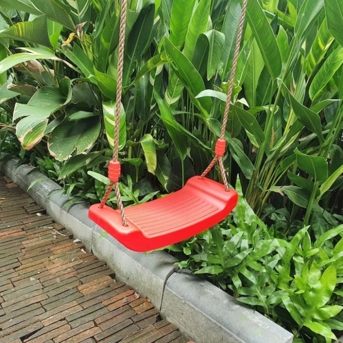 Leagan pentru copii, Varioshop plastic rezistent, franghii reglabile 175 cm si elemente de prindere, suporta pana la 50 kg, 43 x 16.5 cm, rosu [7]