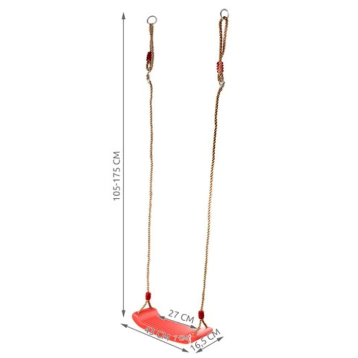 Leagan pentru copii, Varioshop plastic rezistent, franghii reglabile 175 cm si elemente de prindere, suporta pana la 50 kg, 43 x 16.5 cm, rosu [8]