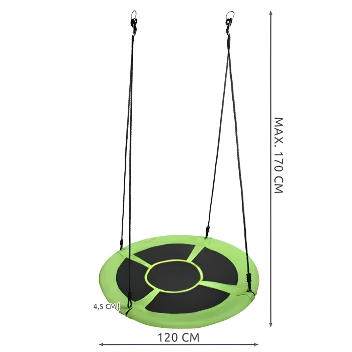 Leagan tip cuib VarioShop®, pentru copii si adulti, diametru 120 cm, reglare inaltime, sarcina maxima 150 kg, montare rapida, material rezistent, kit de asamblare, verde/negru [3]