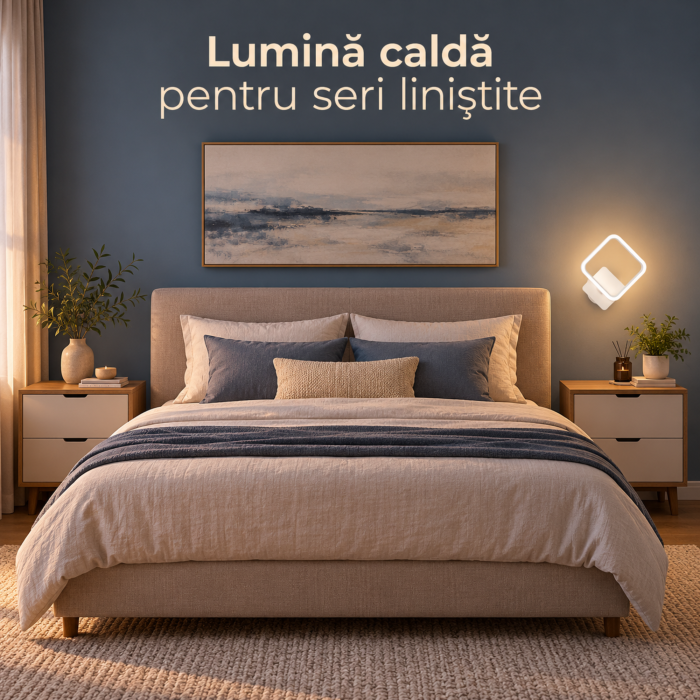 Aplica LED de perete VarioShop®, iluminat interior, lumină caldă, neutră și rece, schimbare la pornire, 12 W, albă [2]
