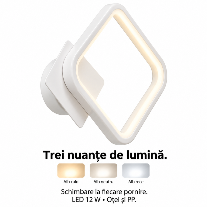 Aplica LED de perete VarioShop®, iluminat interior, lumină caldă, neutră și rece, schimbare la pornire, 12 W, albă [5]