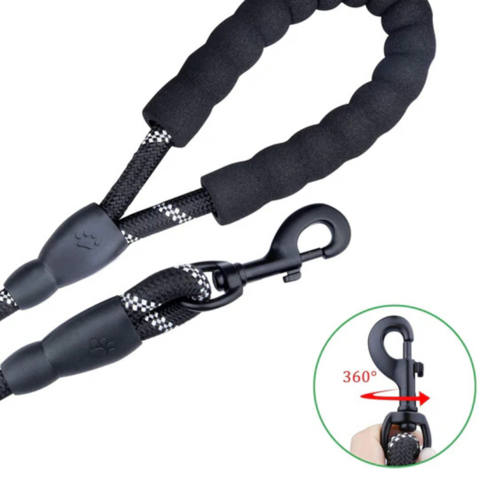 Lesa caini mari VarioShop® 3m neagra, franghie rezistenta 12 mm, reflectorizanta, maner confortabil, dispenser saci inclus – ideala pentru plimbari si dresaj [7]