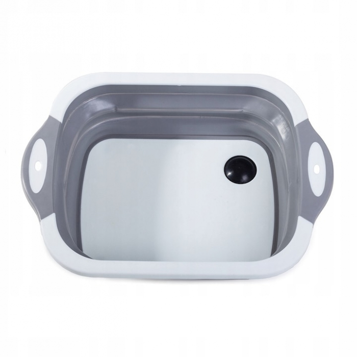 Lighean pliabil multifunctional VarioShop®, tocator, sistem de scurgere, capacitate 5 L, compact, silicon, 40 x 20 cm, Gri [16]