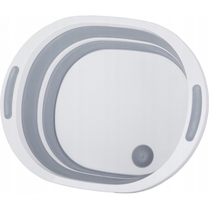 Lighean pliabil multifunctional VarioShop®, tocator, sistem de scurgere, capacitate 5 L, compact, silicon, dimensiune 40 x 15 x 32 cm, Gri/Alb [10]