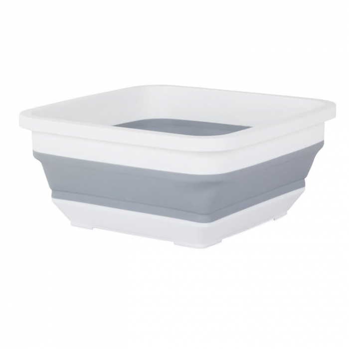 Lighean pliabil VarioShop®, capacitate 6 L, multifunctional, compact, silicon, potrivit pentru excursii, drumetii, 32 x 14 x 32 cm, Gri/Alb [6]