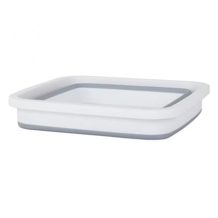 Lighean pliabil VarioShop®, capacitate 6 L, multifunctional, compact, silicon, potrivit pentru excursii, drumetii, 32 x 14 x 32 cm, Gri/Alb [5]