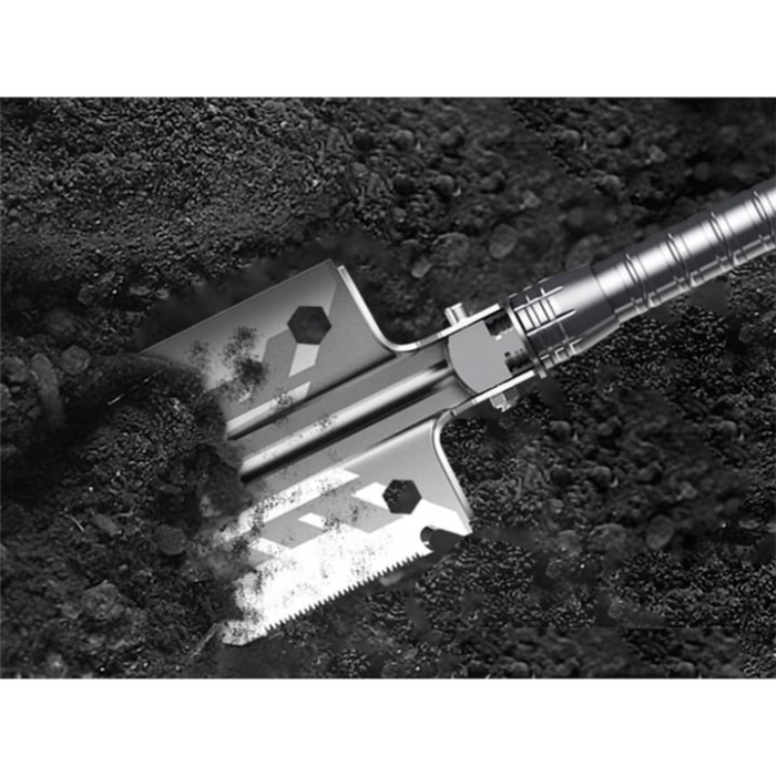 Lopata multifunctionala VarioShop®, instrument complet pentru supravietuire, camping si urgente, otel de inalta calitate, 18 functii, compacta, ultra-utila, Argintiu [9]