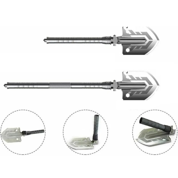 Lopata multifunctionala VarioShop®, instrument complet pentru supravietuire, camping si urgente, otel de inalta calitate, 18 functii, compacta, ultra-utila, Argintiu [11]