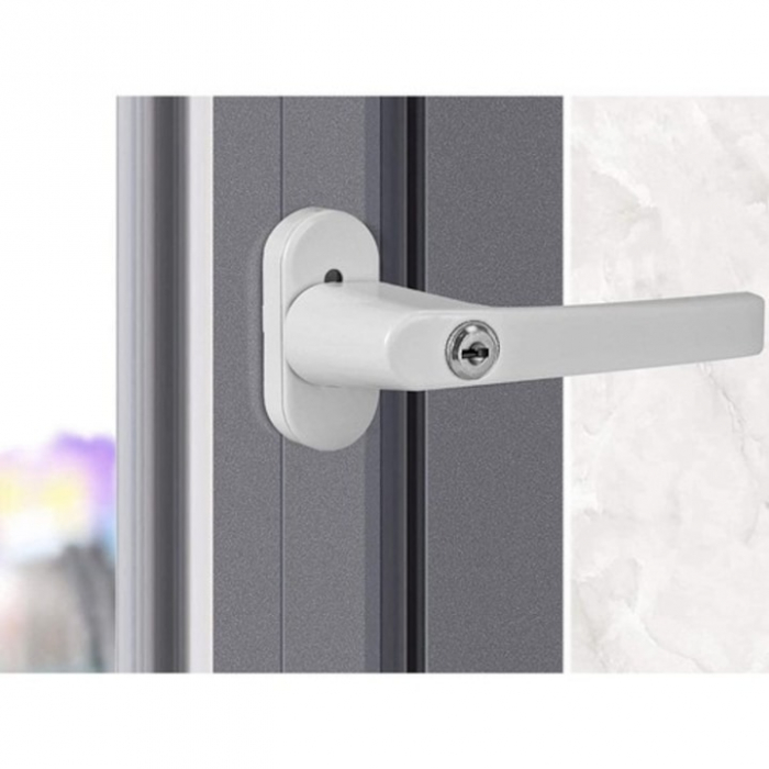 Maner universal pentru fereastra VarioShop®, incuietoare de siguranta, set cu chei si suruburi de montaj, design ergonomic, instalare usoara, material rezistent, Alb [6]