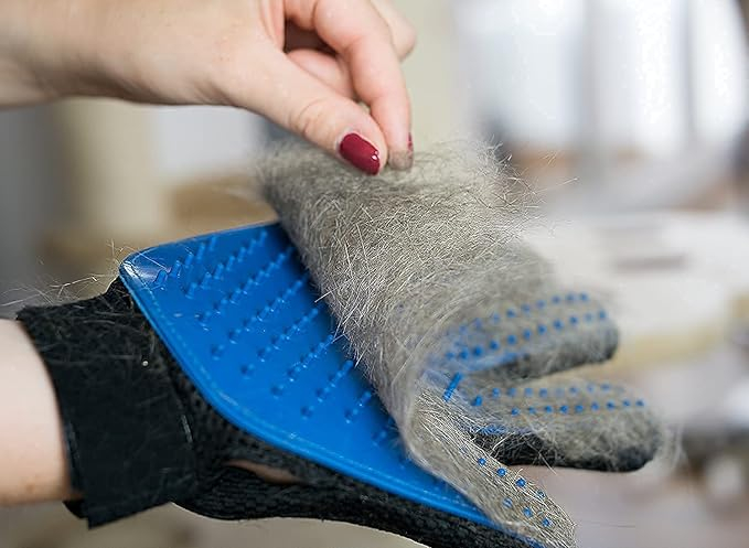 Manusa perie, VarioShop®, 2 bucati, pentru periaj si masaj, pentru caini si pisici, albastra [11]