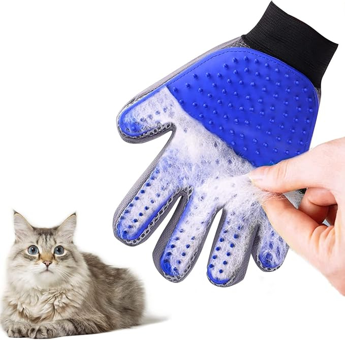 Manusa perie, VarioShop®, 2 bucati, pentru periaj si masaj, pentru caini si pisici, albastra [13]