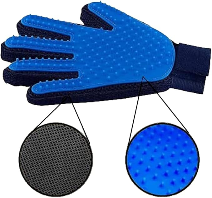 Manusa perie, VarioShop®, 2 bucati, pentru periaj si masaj, pentru caini si pisici, albastra [10]