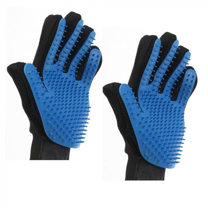 Manusa perie, VarioShop®, 2 bucati, pentru periaj si masaj, pentru caini si pisici, albastra [17]
