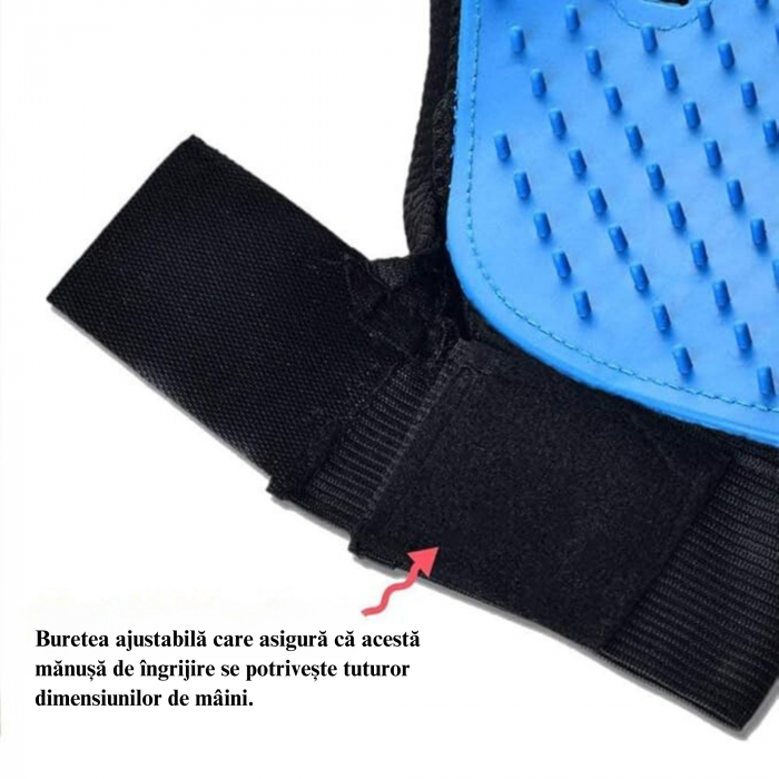 Manusa perie, VarioShop®, 2 bucati, pentru periaj si masaj, pentru caini si pisici, albastra [25]