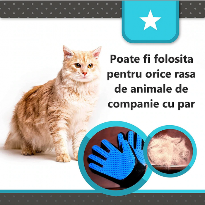 Manusa perie, VarioShop®, 2 bucati, pentru periaj si masaj, pentru caini si pisici, albastra [4]