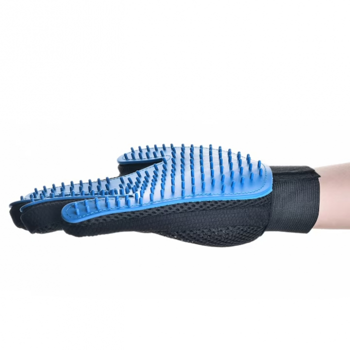 Manusa perie, VarioShop®, 2 bucati, pentru periaj si masaj, pentru caini si pisici, albastra [18]