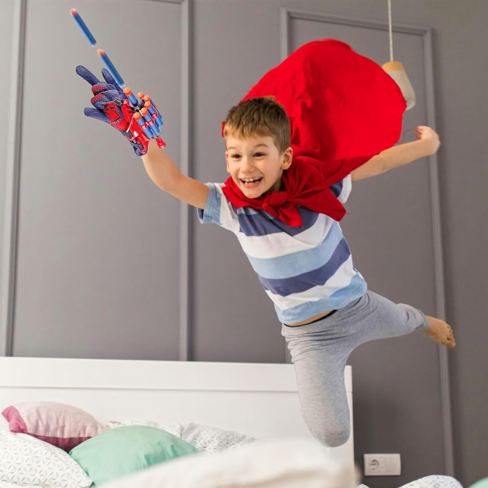 Manusa Spiderman pentru copii VarioShop®, lanasator cu 20 sageti, dezvolta creativitatea si dexteritatea, cadou perfect fani Marvel, 17x7.5x6.5 cm [6]