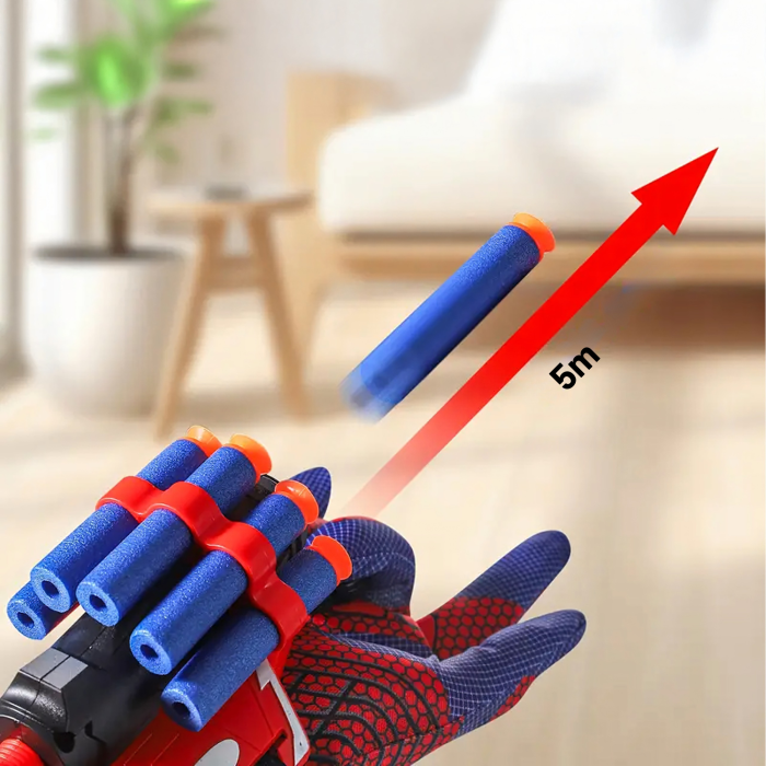 Manusa Spiderman pentru copii VarioShop®, lanasator cu 20 sageti, dezvolta creativitatea si dexteritatea, cadou perfect fani Marvel, 17x7.5x6.5 cm [2]
