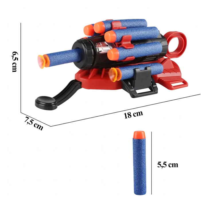 Manusa Spiderman pentru copii VarioShop®, lanasator cu 20 sageti, dezvolta creativitatea si dexteritatea, cadou perfect fani Marvel, 17x7.5x6.5 cm [15]