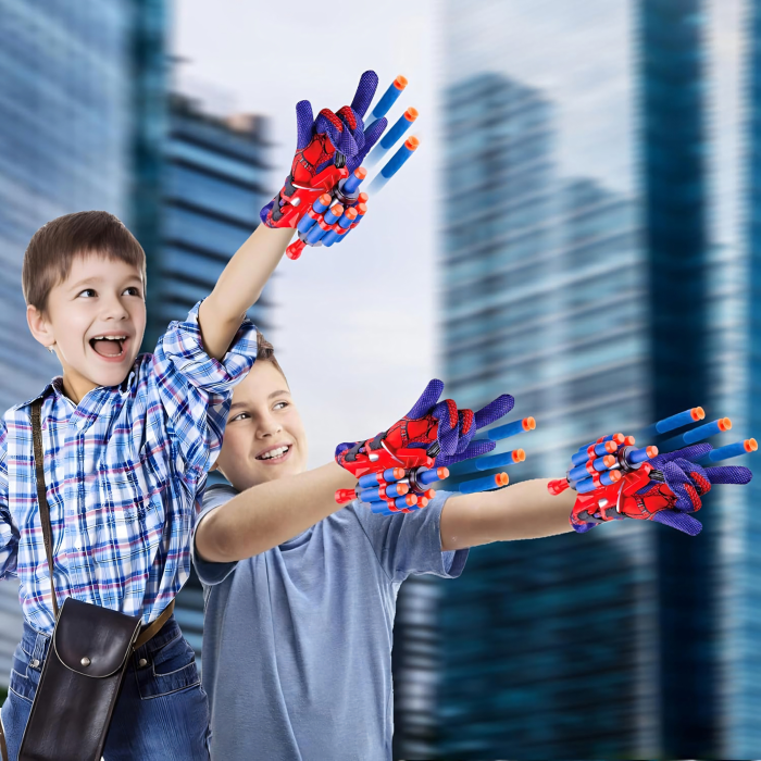 Manusa Spiderman pentru copii VarioShop®, lanasator cu 20 sageti, dezvolta creativitatea si dexteritatea, cadou perfect fani Marvel, 17x7.5x6.5 cm [9]