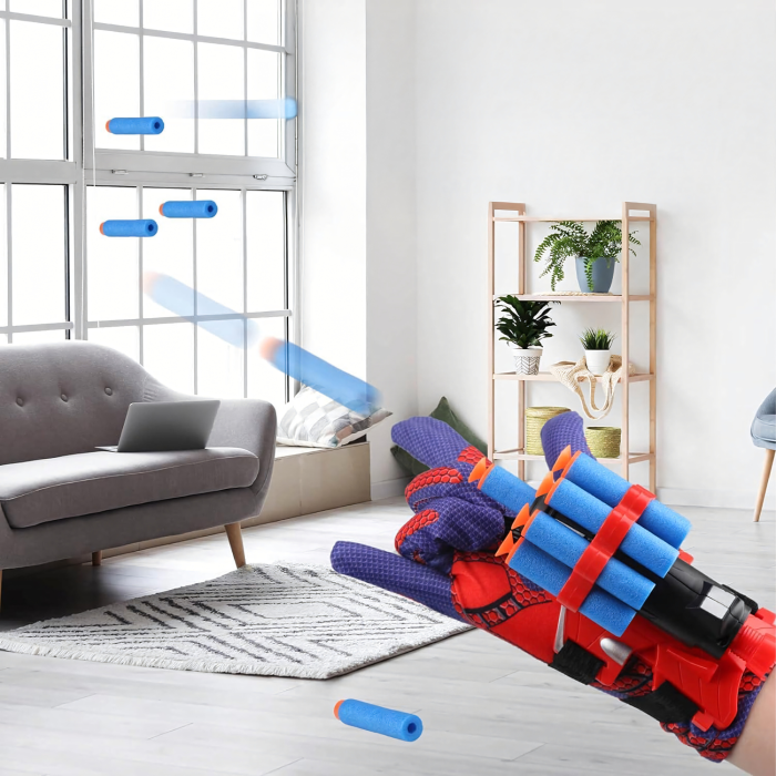 Manusa Spiderman pentru copii VarioShop®, lanasator cu 20 sageti, dezvolta creativitatea si dexteritatea, cadou perfect fani Marvel, 17x7.5x6.5 cm [12]