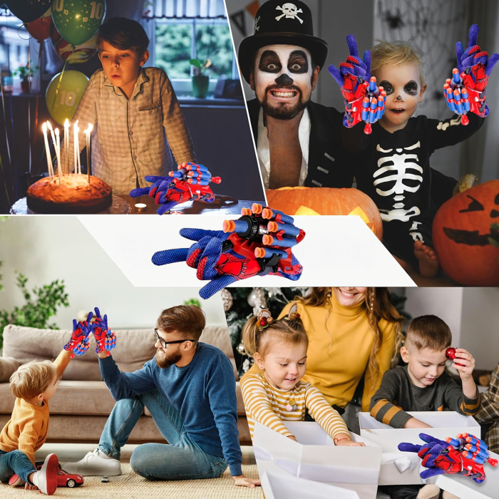 Manusa Spiderman pentru copii VarioShop®, lanasator cu 20 sageti, dezvolta creativitatea si dexteritatea, cadou perfect fani Marvel, 17x7.5x6.5 cm [8]