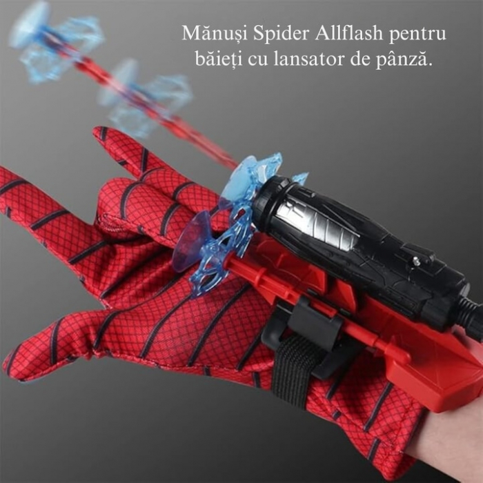 Manusa Spiderman pentru copii VarioShop®, lansator si 3 sageti cu ventuze, material textil, 15.5 x 7.5 x 5.5 cm [11]
