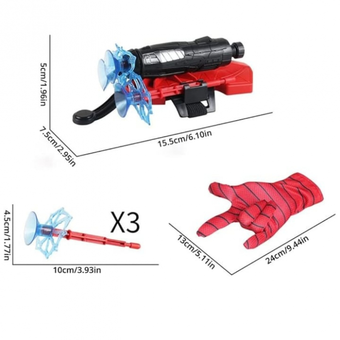 Manusa Spiderman pentru copii VarioShop®, lansator si 3 sageti cu ventuze, material textil, 15.5 x 7.5 x 5.5 cm [8]