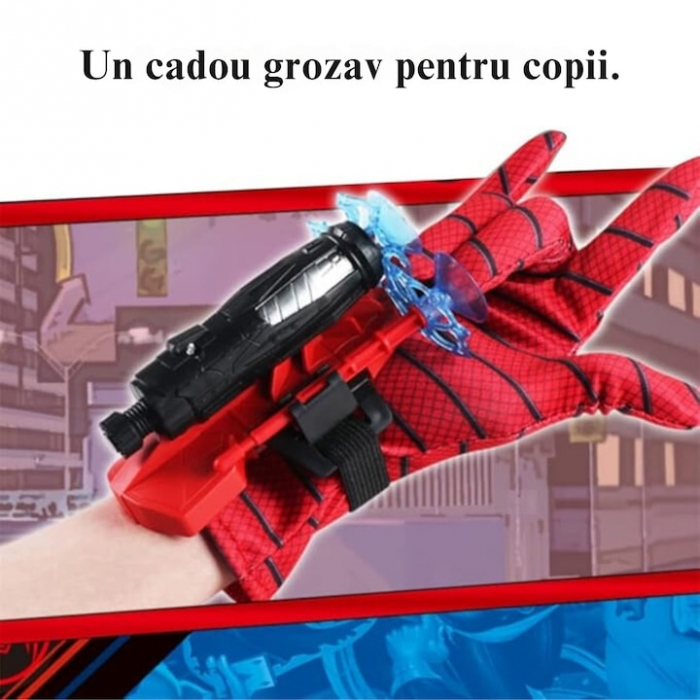 Manusa Spiderman pentru copii VarioShop®, lansator si 3 sageti cu ventuze, material textil, 15.5 x 7.5 x 5.5 cm [10]