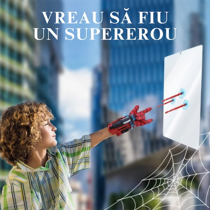 Manusa Spiderman pentru copii VarioShop®, lansator si 3 sageti cu ventuze, material textil, 15.5 x 7.5 x 5.5 cm [14]