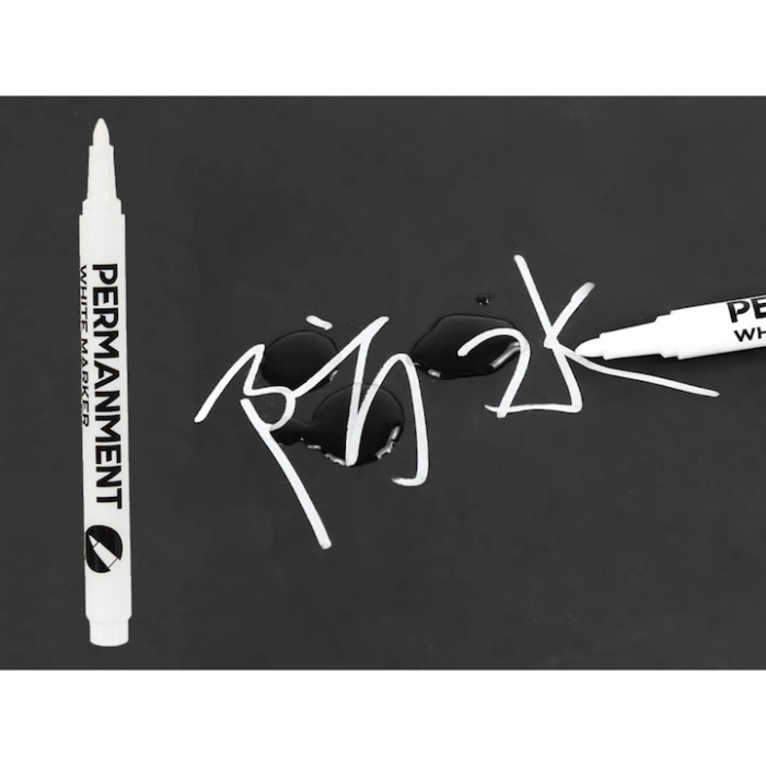 Marker alb permanent VarioShop®, rezistent la apa, cerneala pe baza de apa, uscare rapida, 1 mm, pentru anvelope, sticla, metal, plastic, 15 cm [5]