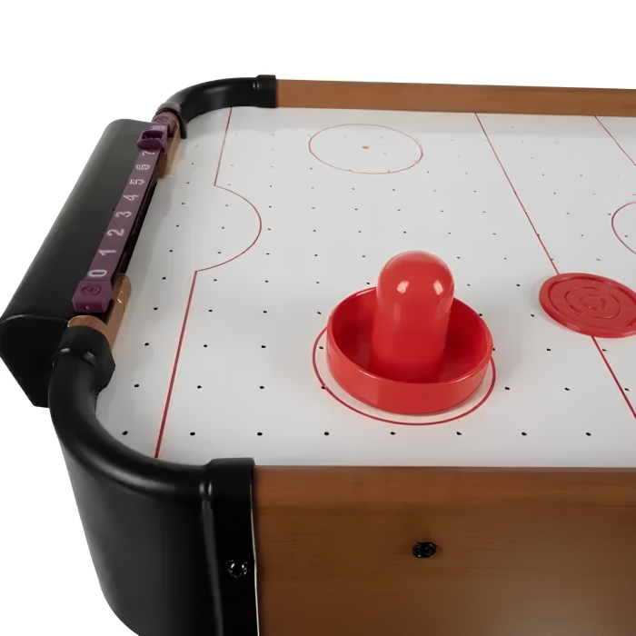 Masa de air hockey VarioShop® pentru copii si adulti, joc de indemanare, portabil, 2 palete, 2 pucuri, 8 baterii AA, 31 x 56 x 9,5 cm, multicolor [9]