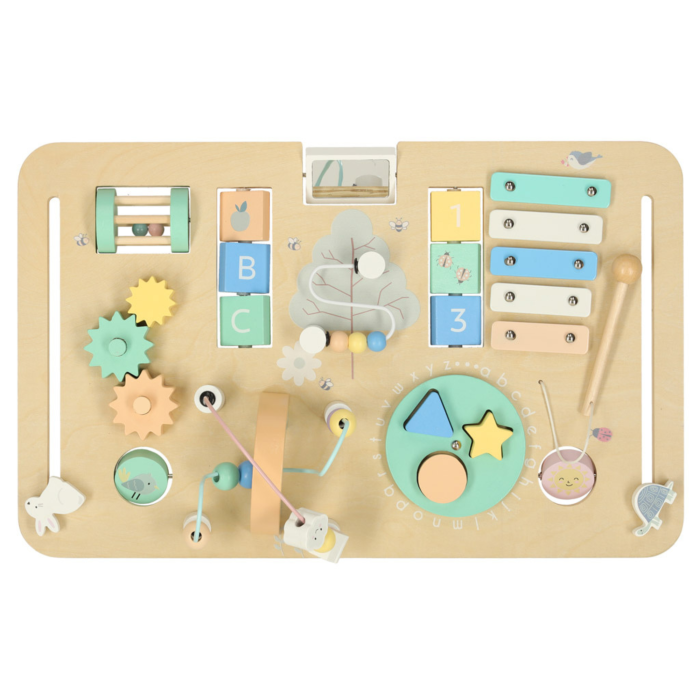 Masa educativa interactiva din lemn VarioShop®, cu xilofon, labirint, pinioane, sortator forme si jocuri motorii, masa multifunctionala pentru copii 3 ani+, 47.5x29.5x37 cm [9]