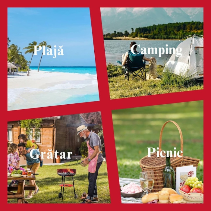 Masa pentru camping pliabila VarioShop®, pentru drumetii, picnic, gratar, portabila, capacitate portanta mare, anti-alunecare, 63 x 51 cm, material panza/aluminiu, Negru [4]