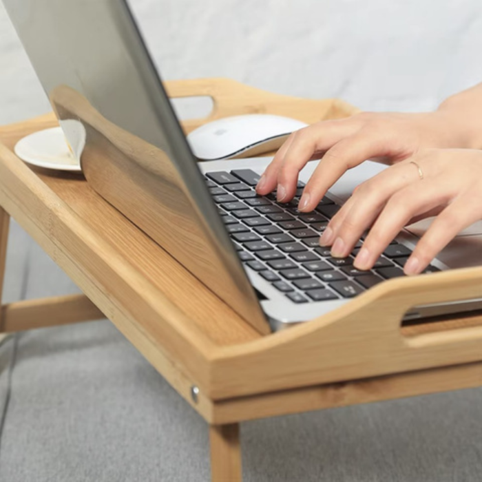 Masa pliabila din bambus VarioShop®, pentru servire mic dejun la pat si suport laptop, picioare rabatabile, sarcina maxima 5 kg, 73 x 31 x 21 cm [5]
