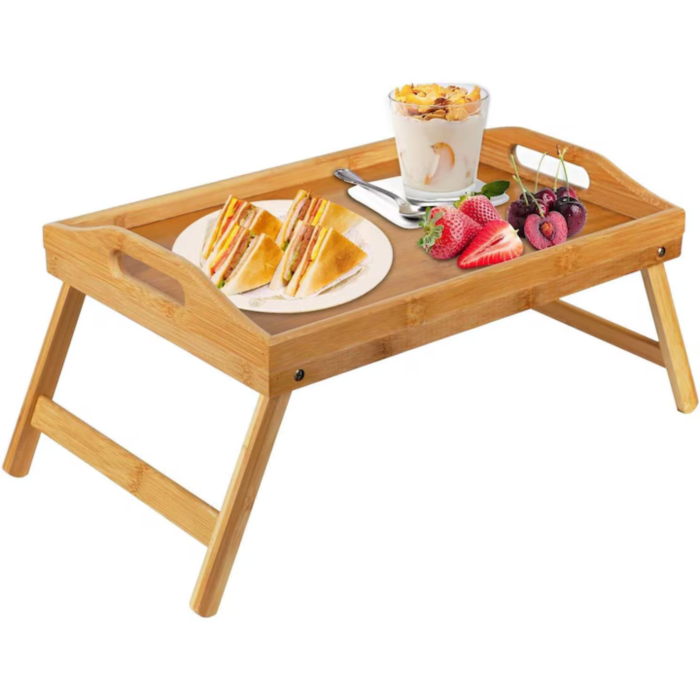 Masa pliabila din bambus VarioShop®, pentru servire mic dejun la pat si suport laptop, picioare rabatabile, sarcina maxima 5 kg, 73 x 31 x 21 cm [3]