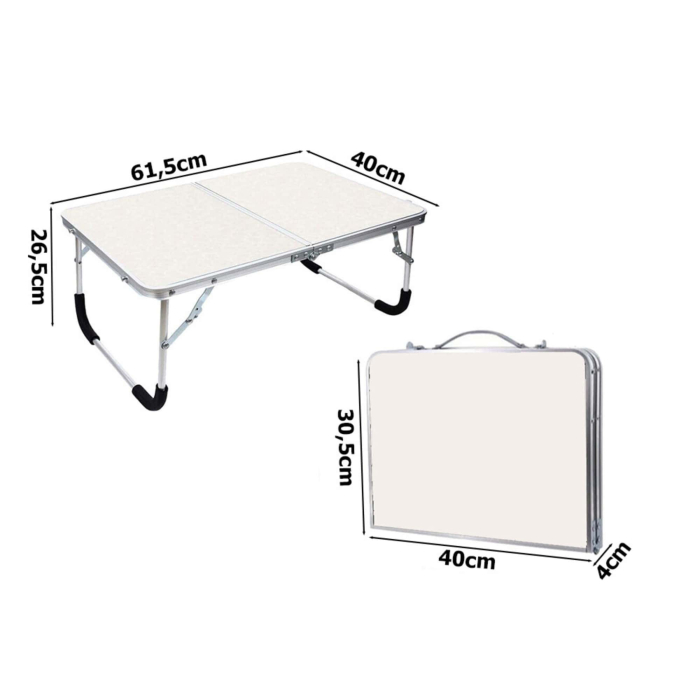 Masa Pliabila Multifunctionala VarioShop, Usor de Transportat, cu Incuietoare de Siguranta, Pentru Camping, Birou, Pescuit, Stabila, Picioare Antiderapante, 61.5 x 26.5 x 40 cm, Crem [10]