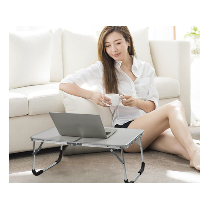 Masa Pliabila Multifunctionala VarioShop, Usor de Transportat, cu Incuietoare de Siguranta, Pentru Camping, Birou, Pescuit, Stabila, Picioare Antiderapante, 61.5 x 26.5 x 40 cm, Crem [3]