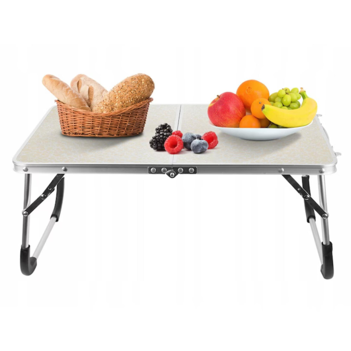 Masa Pliabila Multifunctionala VarioShop, Usor de Transportat, cu Incuietoare de Siguranta, Pentru Camping, Birou, Pescuit, Stabila, Picioare Antiderapante, 61.5 x 26.5 x 40 cm, Crem [7]